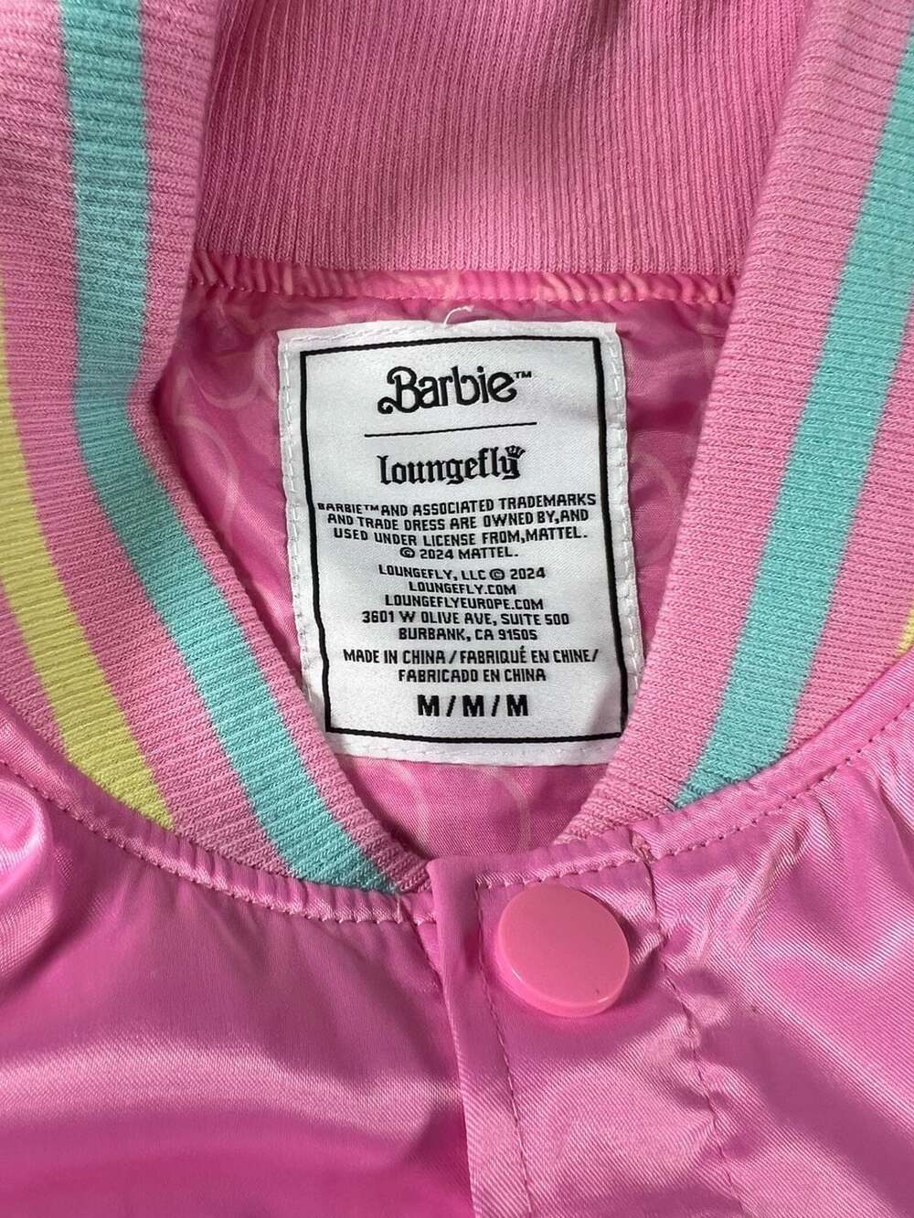 Loungefly Barbie 65th Anniversary Satin Varsity Bomber Jacket Size Medium - Picture 12 of 12